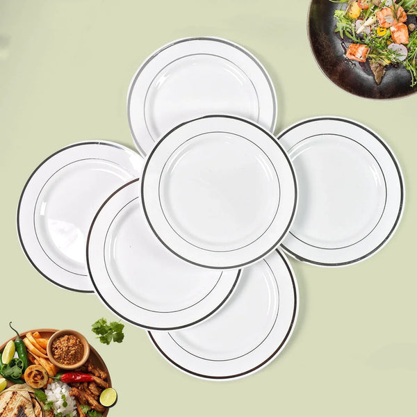 Round Plastic Dinner Plates Wedding Birthday Party Tableware Supplies (6 Pcs Set) - Indigenous Shop