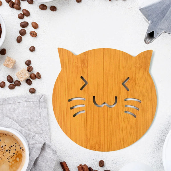 bamboo wooden tea coaster square 14cm