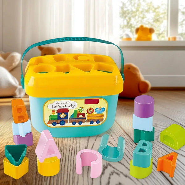 Baby First Block Set Kids Non - Toxic Abcd Geometric Shape Sorting & Stacking (1 Set) - Indigenous Shop