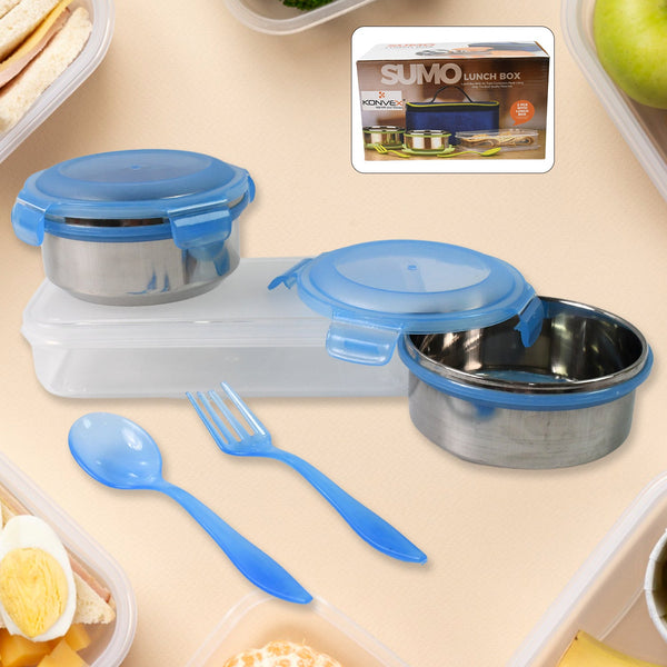 Sumo Lunch Box with Bag – Plastic Lunch Box & Spoon/Fork Set (2 Pc) - Indigenous Shop