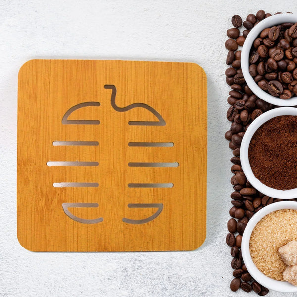 square bamboo wooden tea coaster 14x14 cm heat resistant