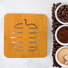 square bamboo wooden tea coaster 14x14 cm heat resistant
