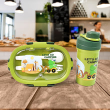 Plastic Lunch Box Leak Proof 3 Compartment with Bottle, Spoon and Fork (1 Set) - Indigenous Shop