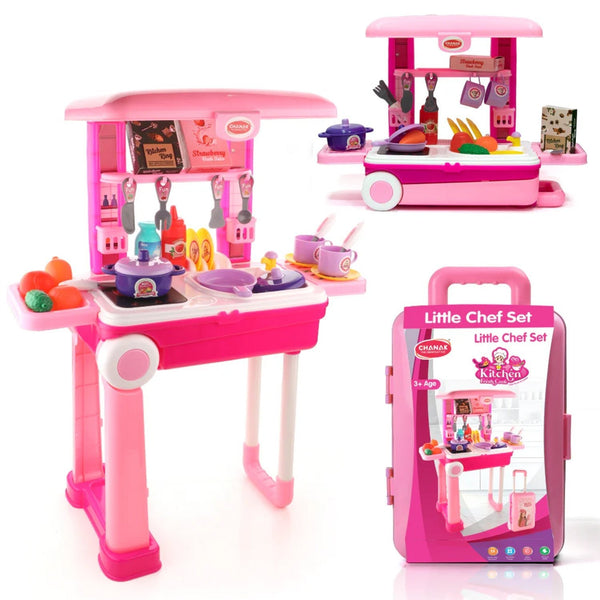 Kitchen Set Kids with Suitcase Role Play Cooking Toy for Girls & Boys (3+) - Indigenous Shop