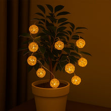 Rustic Rattan Ball LED String Lights