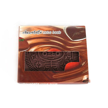 Chocolate notebook with Oreo branding on a white background