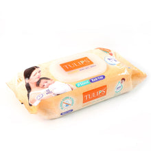 Package of Tulips baby wipes on a white background