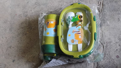 Plastic Lunch Box Leak Proof 3 Compartment with Bottle, Spoon and Fork (1 Set) - Indigenous Shop