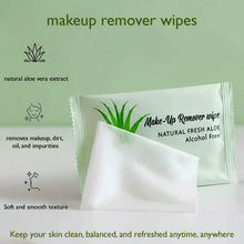 Make-up remover wipes with aloe vera extract on a green background