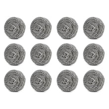 Round shape stainless steel scrubber, pack of 12, effective for cleaning.