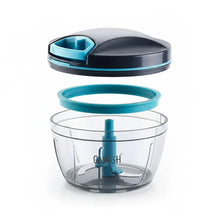 Blue and gray kitchen chopper on a white background