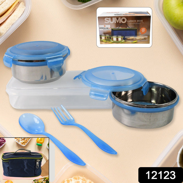 Sumo Lunch Box with Bag – Plastic Lunch Box & Spoon/Fork Set (2 Pc) - Indigenous Shop