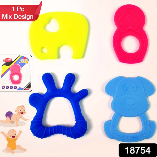 Silicone Baby Teether Pack of 1 (Mix Design & Color) - Indigenous Shop