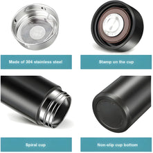 Product features of a stainless steel cup with text labels on a white background