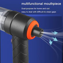 Multifunctional mouthpiece with dual-purpose design for home and car cleaning on a blue background.
