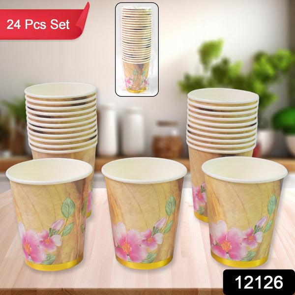 Disposable Paper Cups, Disposable Tea, Coffee Cups (24 Pcs Set / Mix Color & Design) - Indigenous Shop