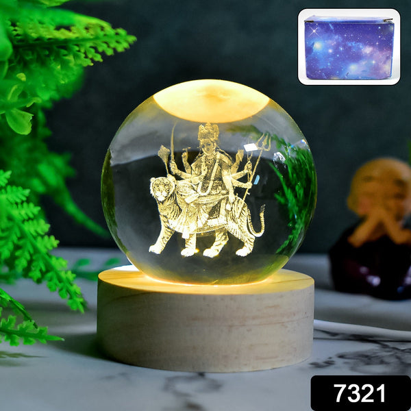 Ambaji 3D Crystal Ball lamps With Base (1 Pc) - Indigenous Shop