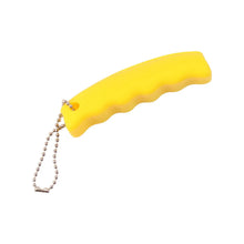 Yellow foam handle with a chain on a white background