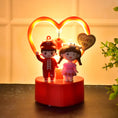 Decorative lamp with cartoon characters and a heart-shaped light Cute Romantic Couple Love Showpiece
