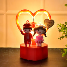 Decorative lamp with cartoon characters and a heart-shaped light Cute Romantic Couple Love Showpiece