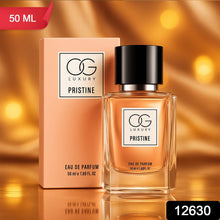 OG Luxury Pristine perfume bottle and packaging on a golden background